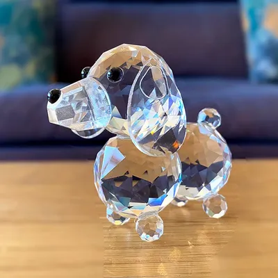 Crystal Dog Figurine Paperweight Crafts Collection Cut Glass Ornament Statue Animal Gifts for Kids