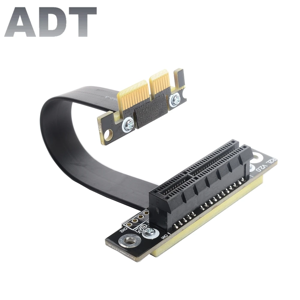 PCIE Riser PCIe 3,0 x1 Männlichen zu x4 Weibliche Kabel EMI Abschirmung 8Gbps PCI-E 1x 4x Riser Extender Band Kabel ellenbogen Right angle Image