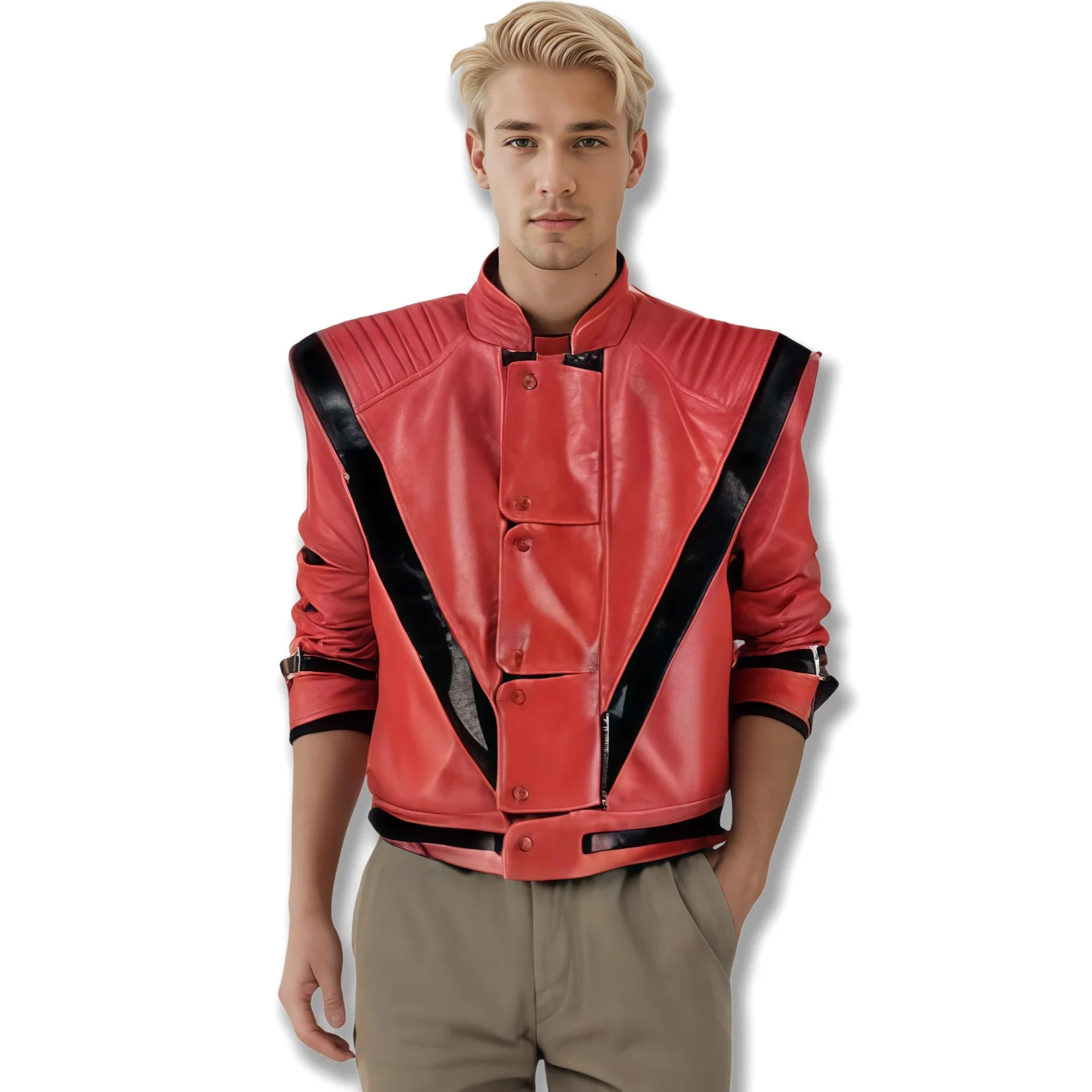 Cosplay Punk Michael Jackson Kostüme Thriller Rot Schwarz Jacke Halloween Kinder Erwachsene Männer
