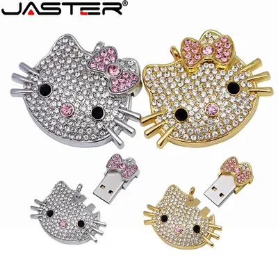 Cartoon USB-Stick 128 GB Kristall Memory Stick 64 GB Katze Stift Stick 32 GB Echte Kapazität USB Image