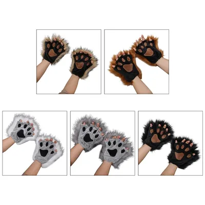 1 Paar Plüsch-Wolfspfoten-Handschuhe, Füchse, Pfoten, Kostümzubehör für Halloween Image
