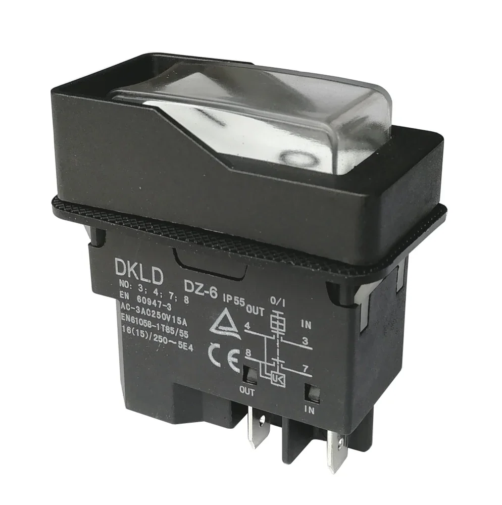 DKLD DZ-6 220V wasserdichter elektromagnetischer Drucktastenschalter für Astzerkleinerer, 15A, 4-polig, 5-polig, IP55, Weiß Image