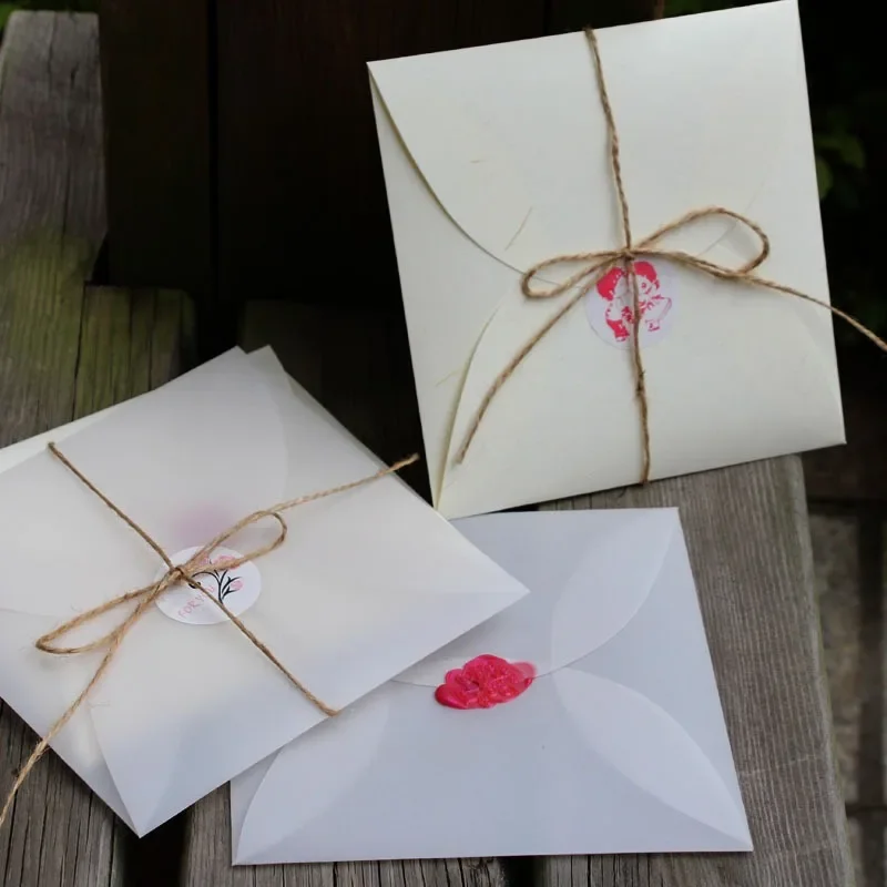 Umschlag, durchscheinende Blütenblätter, leer, 50 Stück/Lot, quadratisch, DIY-Postkarte, Karte, Hochzeitseinladung, Geschäft, Festival, Aufbewahrung, Geschenkverpackung Image