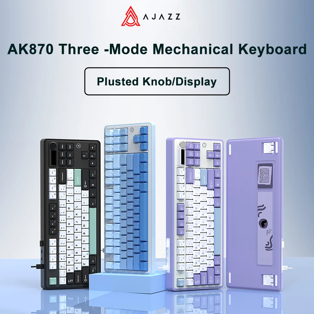 Neue ajazz ak870 tri-mode rgb bluetooth 2,4 ghz drahtlose spiel mechanische tastatur mit usb verdrahtet 87 tasten hot swap für pc-laptop Image
