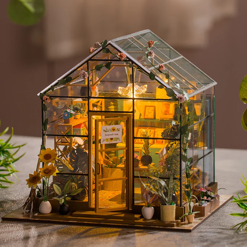 Puppenhaus Kit Mini DIY Blumenhaus handgemachte 3D Puzzle Montage Gebäude Spielzeug Home Schlafzimmer Dekoration mit Möbel Puppenhäuser