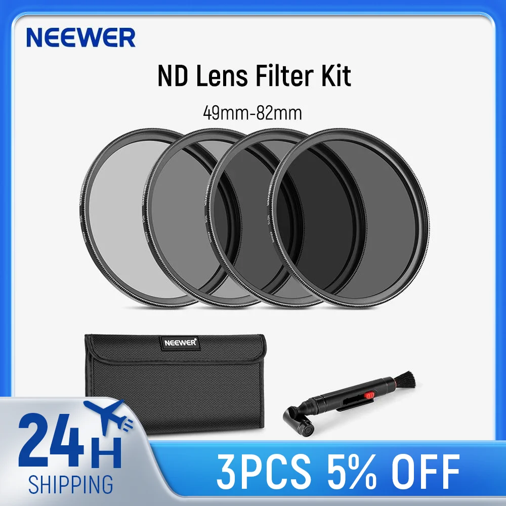 NEEWER ND Objektivfilter-Kit ND2 ND4 ND8 ND16 Filter-Kit für Canon Nikon Sony Panasonic DSLR-Kameras mit 49-mm-Objektiv Image