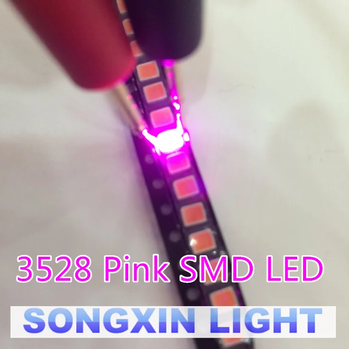 Großhandel 100 Stück Pink POWER TOP 1210 3528 SMD SMT PLCC-2 Ultrahelle LED Neu Image