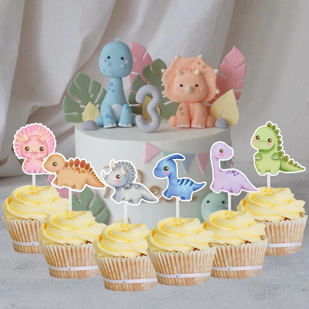 1Set Karton Dinosaurier Cupcake Topper Multi Typ Topper Für Kinder Dinosaurier Themen Geburtstag Party Dekoration DIY Kuchen Liefert Image