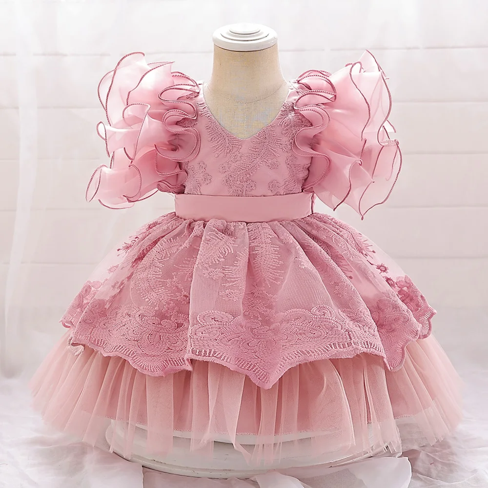 Puffy Tüll Baby 1-jähriges Geburtstags-Taufkleid für Mädchen, Kostüm für Neugeborene, Taufkleid, Baby-Mädchen, Prinzessin, Partykleider, 0–2 Jahre Image