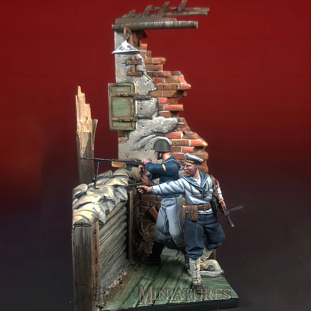 1/35 Harz Modell Figur Kits gk, zwei Personen, einschl ießlich Szene, militärisches Thema, unmontiert und unbemalt, 441c Image