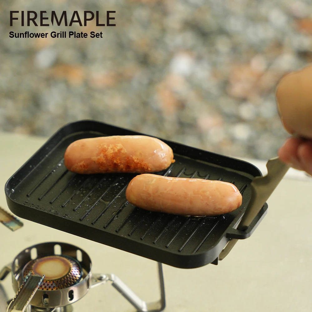 FireMaple Mini-Grillplatten-Set, verdickt, hitzebeständig, antihaftbeschichtet, rechteckig, für den Grill, vielseitige Outdoor-Camping-Grillpfanne Image
