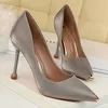 Sommer Frauen 10,5 cm High Heels Seide Satin Escarpins Pumps Dame elegante süße Stiletto Hochzeit Heels blau grau Nachtclub Schuhe
