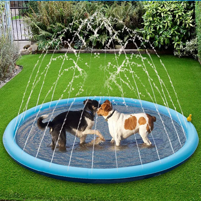 Sommer Haustier Schwimmbad aufblasbare Wasser Sprinkler Pad spielen Kühl matte im Freien interaktive Brunnen Spielzeug für Hunde Image