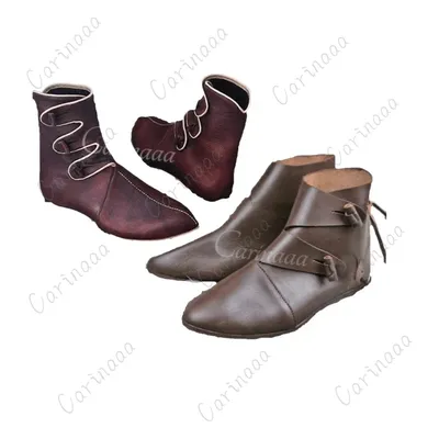 Mittelalterlichen Viking Cosplay PU Leder Stiefel Pirate Paladin Ritter Prinz Halloween Kostüm für Männer Schuhe Phantasie Party Prop Image