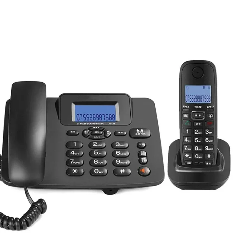 2,4 G schnurgebundenes/schnurloses Telefonsystem mit 1 Mobilteil – Anrufbeantworter, 3-Wege-Konferenz, 300 m große Reichweite, kabelloses Telefon