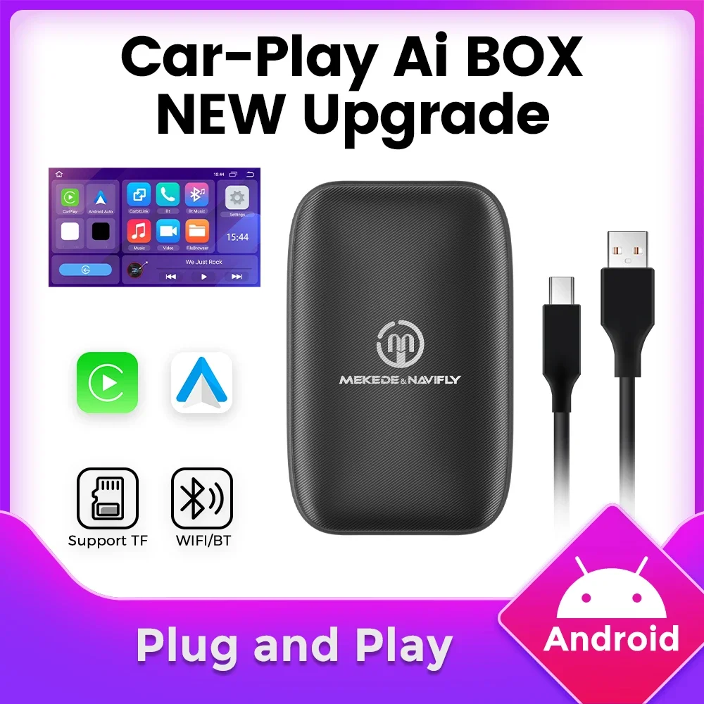 Drahtlose und kabel gebundene Carplay Android Auto Ai Box Universal Auto Upgrade Unterstützung Netflix Youtube Navigation GPS Spiegel Link Adapter