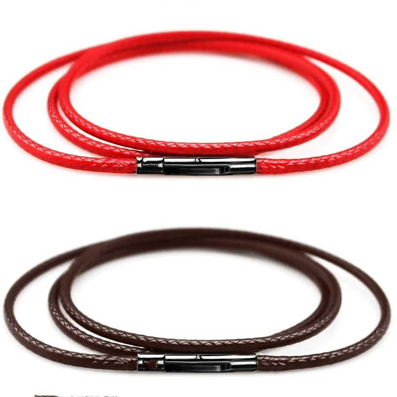 3mm Schwarz Braun Geflochtene Leder Seil Halskette für Männer Kette Halsband Männer Kragen Hals Diy Anhänger Schnur Colgante Hombres cuello 60cm Image