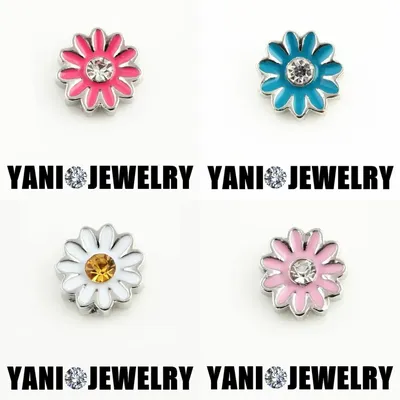 20Pcs Daisy Flowers Floating Charms For Glass Living Locket Women Necklaces Mother Day Gift Jewelry