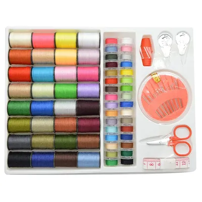 64 Spools Craft Scissor Stitches Needles Tools Sewing Machine Accessories Multicolor Sewing Threads Sewing Tools Kit Sewing Box