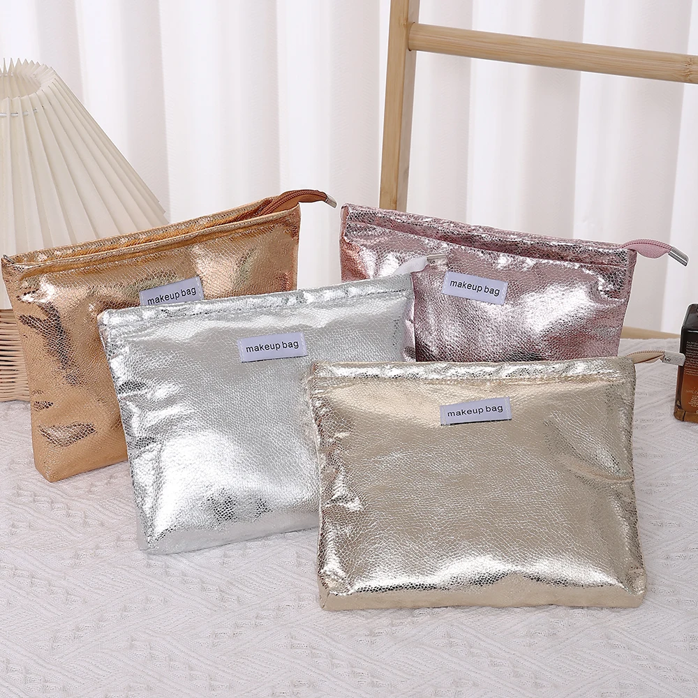Borsa per cosmetici con paillettes lucide alla moda Borsa per cosmetici portatile da donna con cerniera Borsa per trucco Articoli da toeletta Borse quadrate all'ingrosso