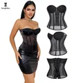 Plus Size S-xxxl reggiseno senza spalline da donna Bustier maglia nera traslucido corsetto disossato con lacci per le donne