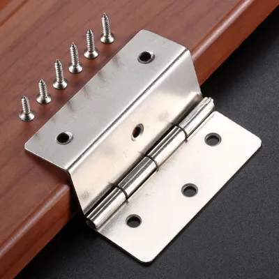 DRELD 44mm Silver Cabinet Hinges Three Equivalent Page Folded Wood Box Hinge Decorative Hinges For Furniture Cabinet Drawer Door