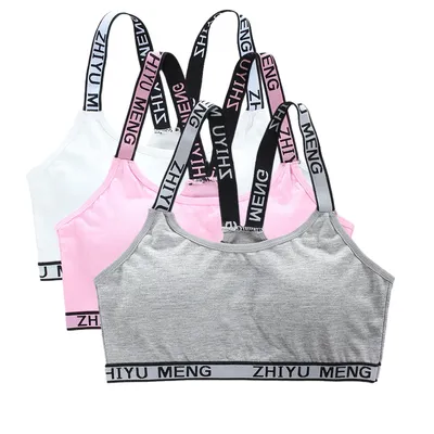 3pcs Teenage Bra Girl Vest Cotton Teen Girls's Sports Lingerie Adolescente Kids Underwear Letter Racerback Student Training Bras