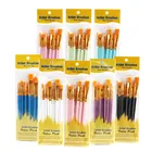10 pezzi di plastica con asta corta pittura artistica acquerello guazzo pennello per olio set di pennelli per capelli in nylon multifunzionale multicolore