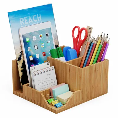 Bamboo Desk Organizer, Organize Desktop Office Supplies and Accessories, Meet your Desk Storage