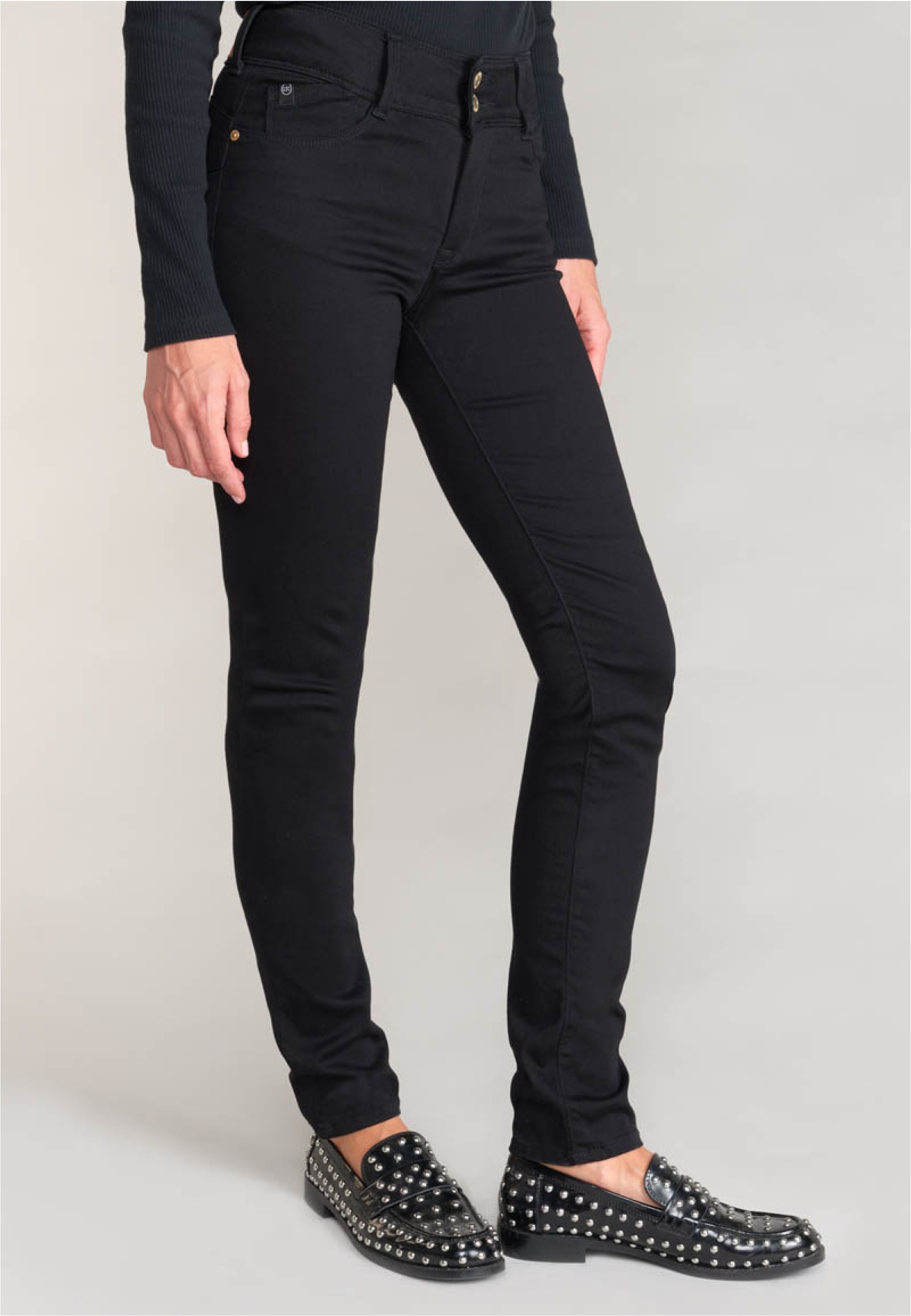 Röhrenjeans LE TEMPS DES CERISES "ULTRAPUL", Damen, Gr. 27, EURO-Größen, schwarz, 70% Baumwolle, 26% Polyester, 4% Elasthan, Jeans, im klassischen 5-Pocket-Design