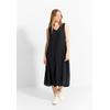 Sommerkleid CECIL, Damen, Gr. M (40), US-Größen, schwarz, Stoff, 100% Viskose, unifarben, casual, gerade kniebedeckend, V-Ausschnitt, ohne Ärmel Bündchen, Kleider, in Crepe Optik
