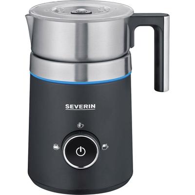 SEVERIN Milchaufschäumer "SM 3585 Spuma 500", grau (schwarz, edelstahlfarben), B:15,5cm H:23,6cm T:19,5cm, Milchaufschäumer, punktgenaues Ausgießen - Barista-Ausgusszotte, mit Schokoladenfunktion Image