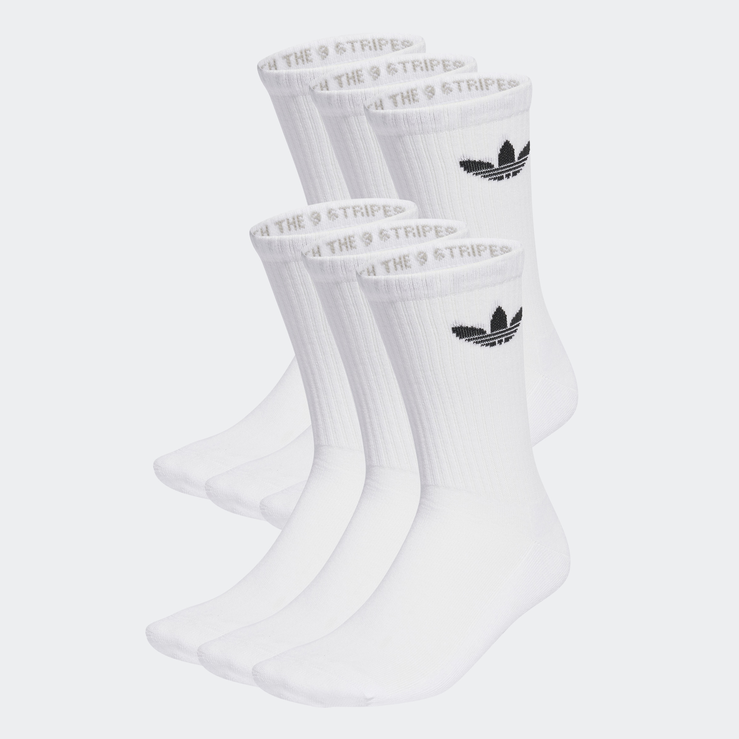 Sportsocken ADIDAS ORIGINALS "TR CREW S 6P", Herren, Gr. M (40/42), weiß, Obermaterial: 65% Baumwolle, 31% Polyester, 3% Elasthan, 1% sonstige Fasern, Socken Sportsocken, für Laufen, 6er-Pack, mit Trefoil Logo, wadenlang