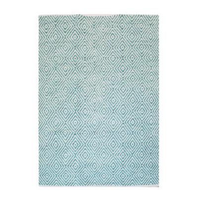 Teppich KAYOOM "Aperitif 310", blau (türkis), B:80cm H:7mm L:150cm, Baumwolle, Teppiche, weiche Haptik,fusselarm, für Allergiker & Fußbodenheizung geeignet Image