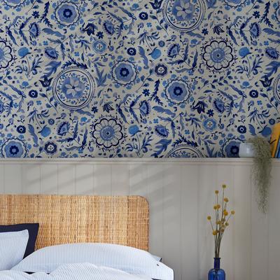 Vliestapete JOULES "Festival Flowers", blau, B:0,52m L:10m, Vlies, Tapeten, Design Tapeten Image