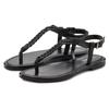 Zehentrenner LASCANA "Sandalette, Sommerschuh", Damen, Gr. 39, schwarz (schwarz, schwarz), Obermaterial: 100% Ziegenleder. Futter: 100% Lederimitat. Decksohle: 100% Lederimitat. Laufsohle: 100% Synthetik, unifarben, Flechtoptik, modisch, Schuhe,...