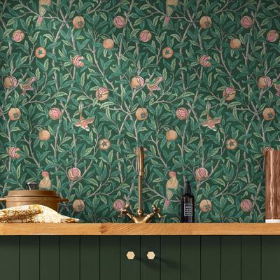 Vliestapete "Bird & Pomegranate", grün, B:0,52m L:10m, Vlies, WILLIAM MORRIS AT HOME, Tapeten, Design Tapeten Image