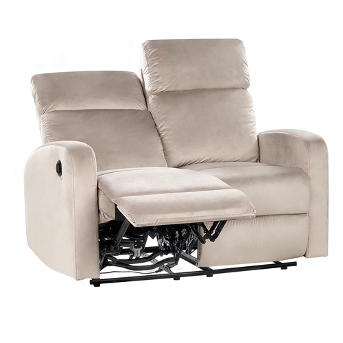 2-Sitzer Sofa Taupe Samt Elektrisch Verstellbar mit Fußablage Relaxfunktion Modern Inustriell Relaxsofa Wohnzimmer Büro Arbeitszimmer