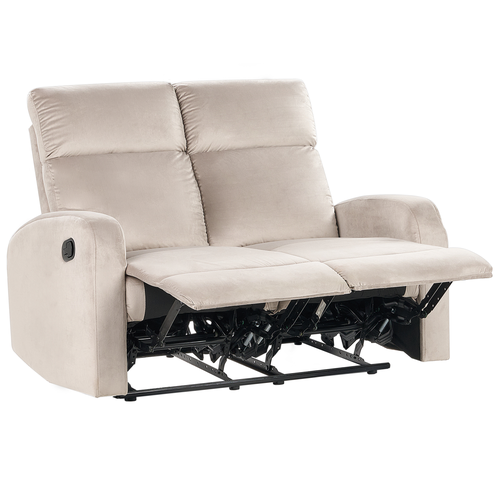 2-Sitzer Sofa Taupe Samt Manuell Verstellbar mit Fußablage Relaxfunktion Modern Inustriell Relaxsofa Wohnzimmer Büro Arbeitszimmer