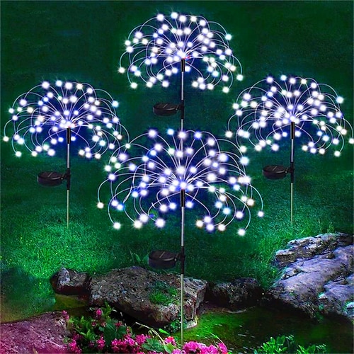 1 Stück 3 W LED-Solarleuchten Pathway Lights Laternen Solar-angetrieben Party-, Weihnachts-, Hochzeitdeko Warmweiß Kühles Weiß Blau 5 V 200/150/120/90 LED-Perlen Image