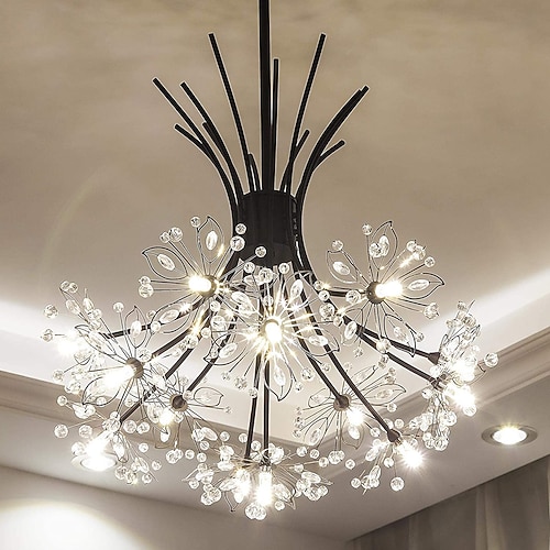 13heard Modern Fireworks Chandelier G4 Lampensockel Kristall Löwenzahn Kunst Kronleuchter Deckenleuchte im Wohnzimmer, Schlafzimmer und Esszimmer Image