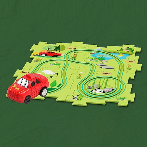 Tiktok Auto Karte Puzzle DIY Strecke Set Elektroauto Spielzeug Mini Verkehrsschild Puzzle Spielzeug Weihnachtsgeschenk Image