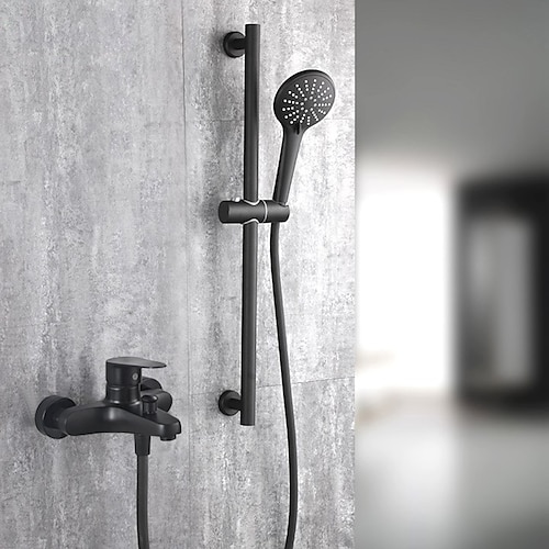 Badewannenarmatur aus Edelstahl, traditioneller mattschwarzer Duscharmatur, Keramikventil, inklusive lackierter Oberflächen, Duschmischbatterien mit kaltem / heißem Wasser Image