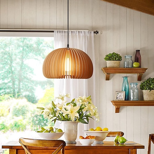 kreativer kronleuchter aus holz rmhouse natürlicher windlog kronleuchter e27/e26 basis deckenbeleuchtung hängelampe geeignet für studie café restaurant rar ac220v ac110v Image