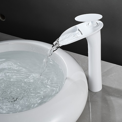 Waschbecken Wasserhahn - Wasserfall Galvanisierung / Lackierte Oberflächen Mittellage Einhand Ein LochBath Taps Image