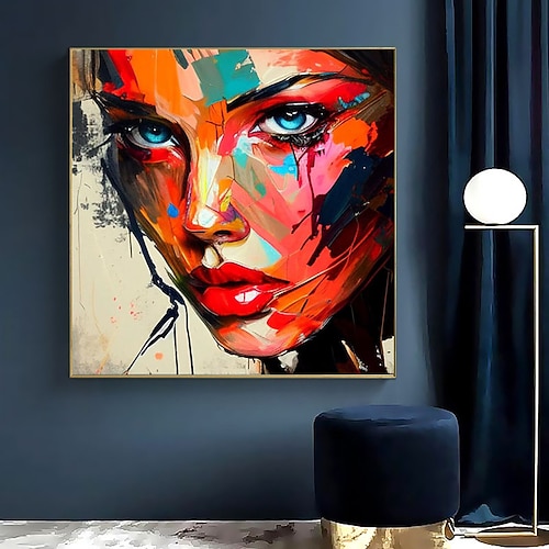 Handgemacht Hang-Ölgemälde Handgemalte Quadratisch Abstrakt Menschen Modern Ohne Innenrahmen (ohne Rahmen) Image