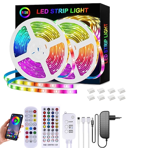 LED-Streifenlichter RGB 65.6ft 20m 32.8ft 10m Bandlicht smd5050 Musiksynchronisation Farbwechsel Bluetooth App Controller Dekoration für Home Party TV Hintergrundbeleuchtung Image