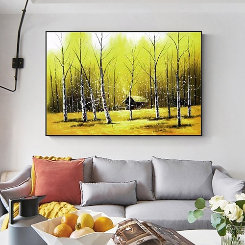 Mintura handgemachte abstrakte Baum-Landschafts-Ölgemälde auf Leinwand, Wandkunst, Dekoration, modernes Bild für Heimdekoration, gerolltes, rahmenloses, ungedehntes Gemälde Image