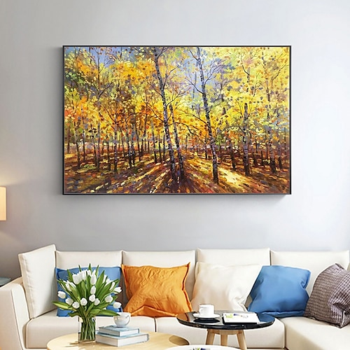 Mintura handgemachte abstrakte Baum-Landschafts-Ölgemälde auf Leinwand, Wandkunst, Dekoration, modernes Bild für Heimdekoration, gerolltes, rahmenloses, ungedehntes Gemälde Image