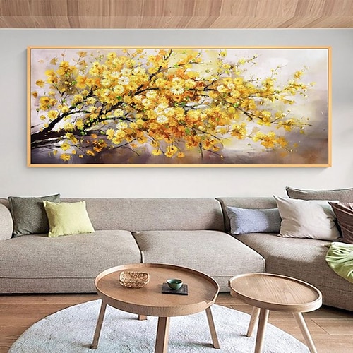 handgemachte ölgemälde leinwand wandkunst dekoration abstrakte pflanzenmalerei goldener baum für wohnkultur gerollte rahmenlose ungedehnte malerei Image